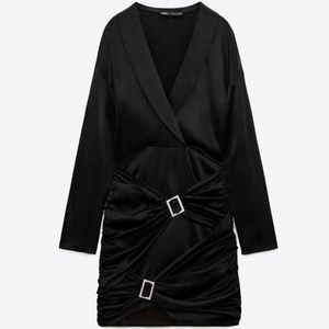 Zara Jewl Trim Satin Effect Dress
